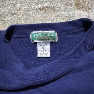Vintage 90s Ivy Club Navy Sweatshirt Fishing Embroidery